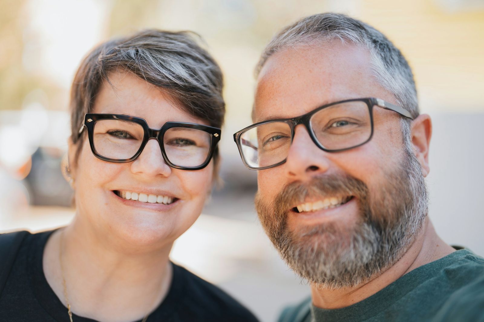 Smiling couple outdoors