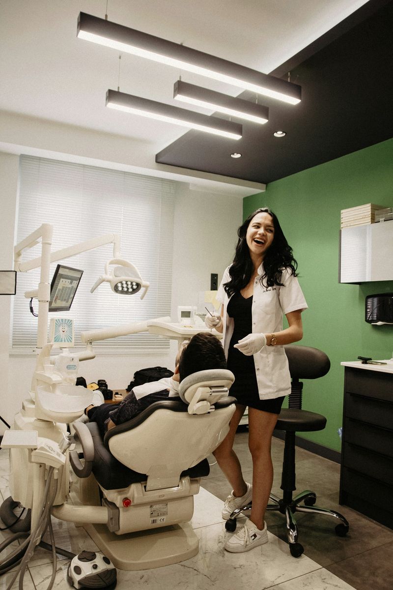 Patient smiling in the treatment room